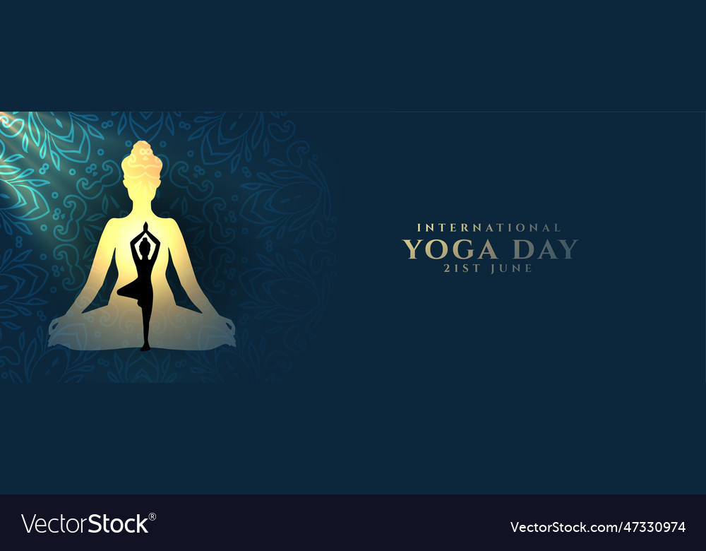 Modern international yoga day banner Royalty Free Vector