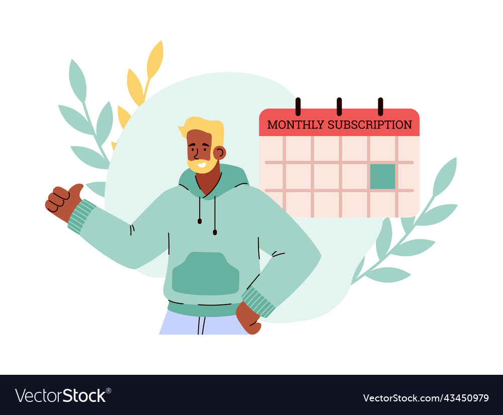 Calendar with marked day for monthly subscription Vector Image