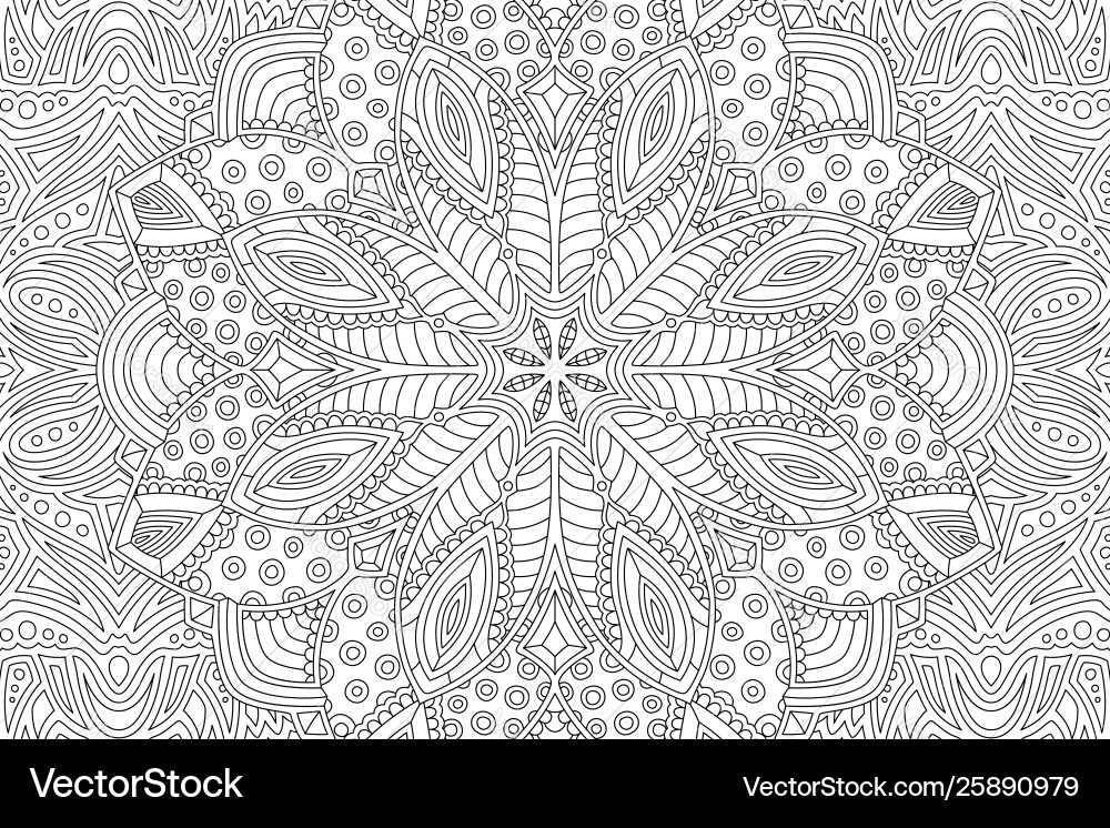 Coloring book page with abstract linear pattern Vector Image