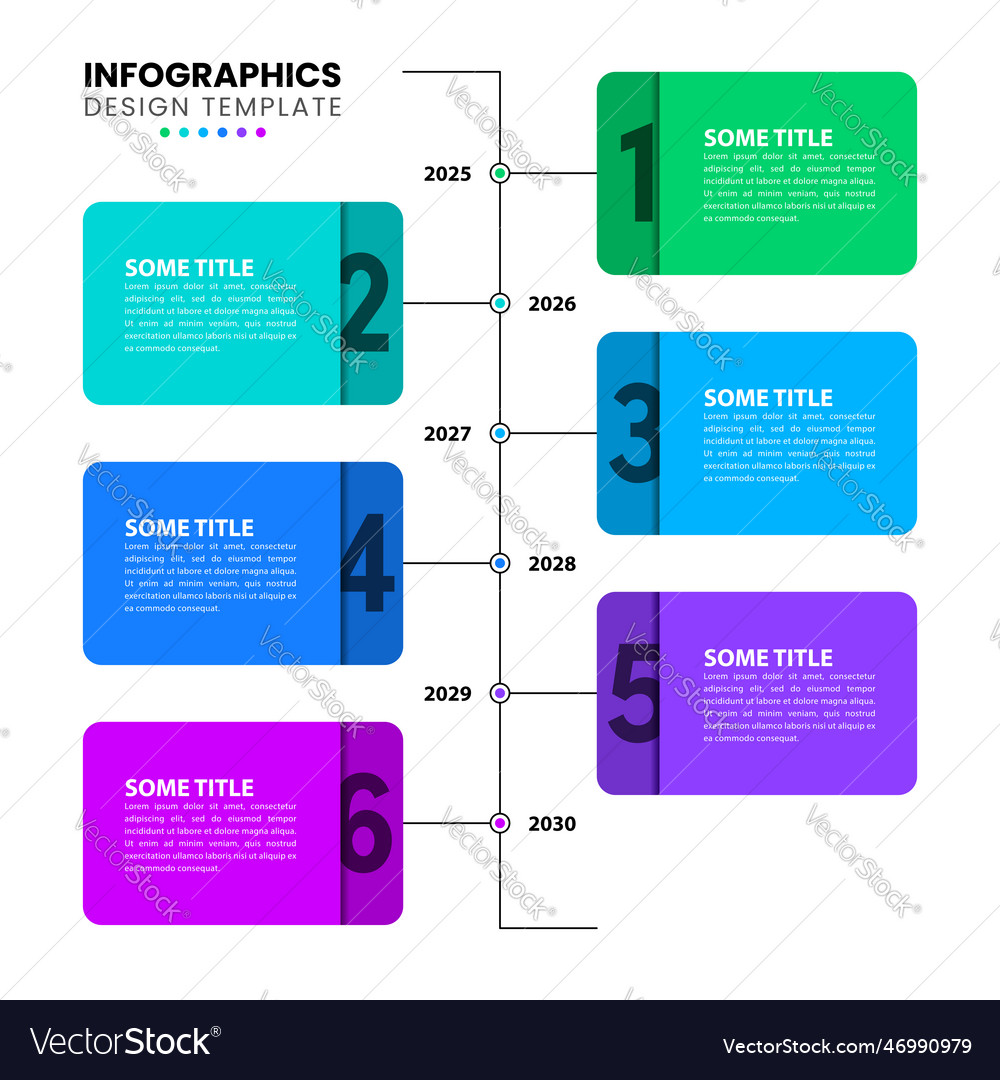 Infographic template vertical timeline with 6 Vector Image