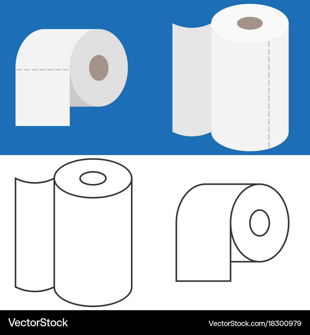 Set of tissue roll in flat design and outline icon