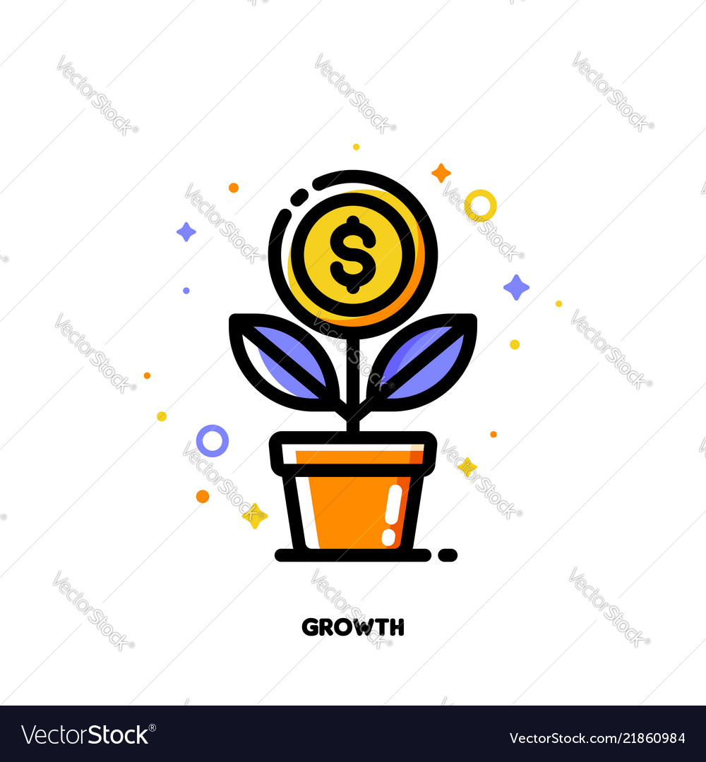 Icon of growing money tree with dollar coin Vector Image