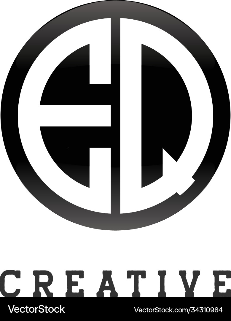 Initial letter eq circle shape monogram black Vector Image
