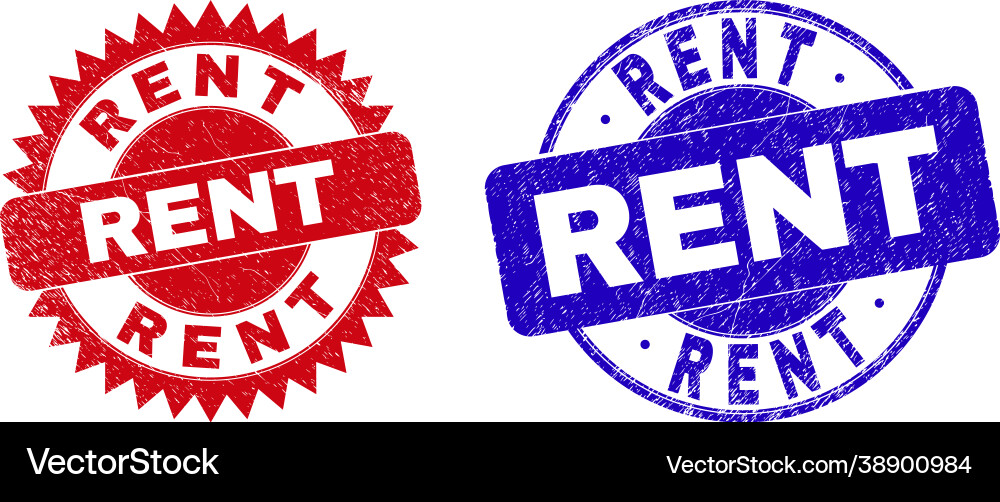 Rent round and rosette watermarks with scratched Vector Image