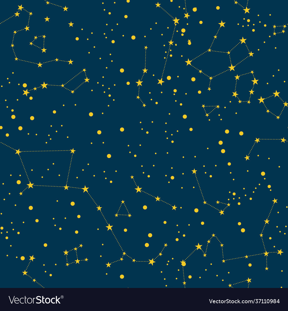 Starry sky zodiac map constellation wallpaper Vector Image