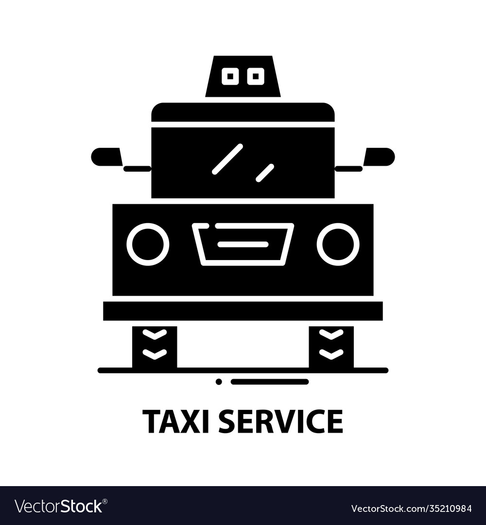 Taxi service icon black sign with editable Vector Image