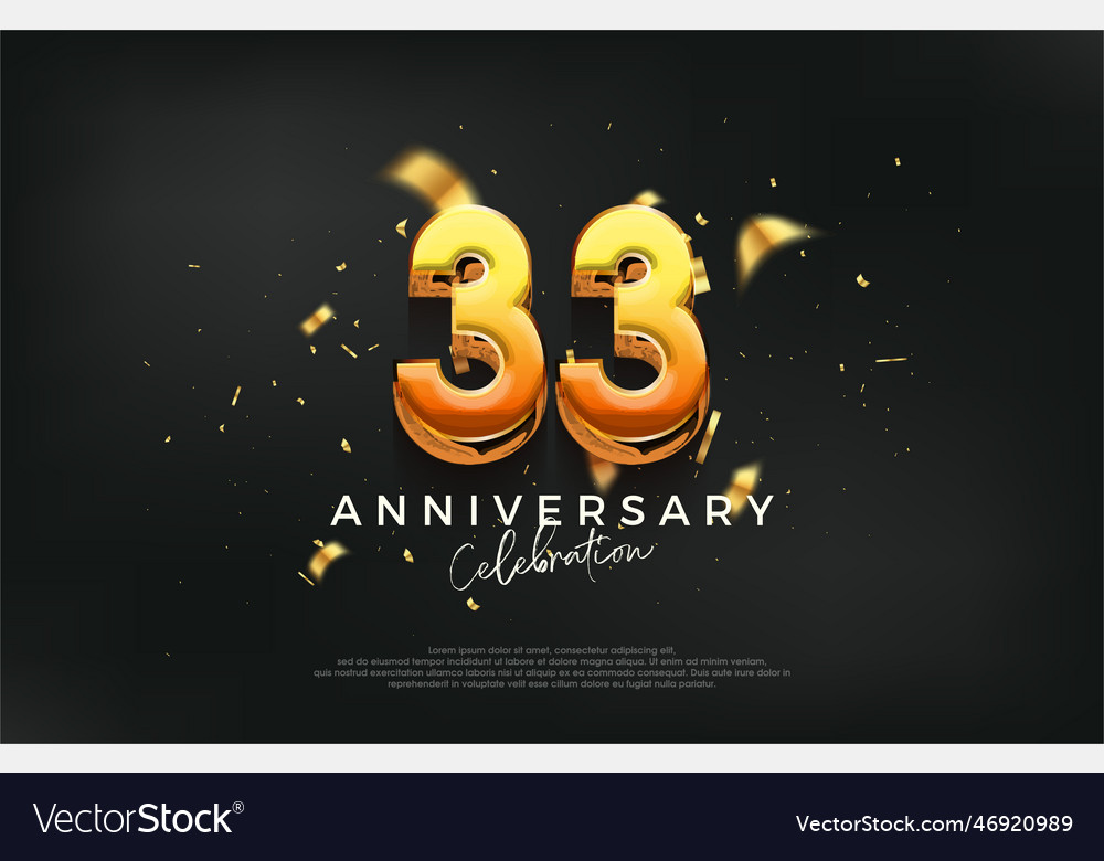 3d 33rd anniversary celebration design Royalty Free Vector