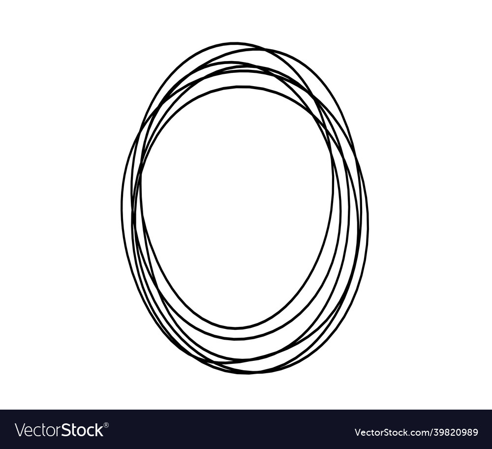 Abstract Black Oval As Line Drawing On White Vector Image