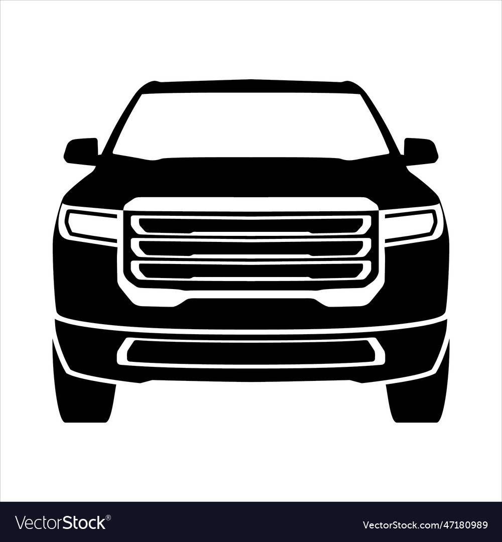 Black 4wd suv front icon image Royalty Free Vector Image