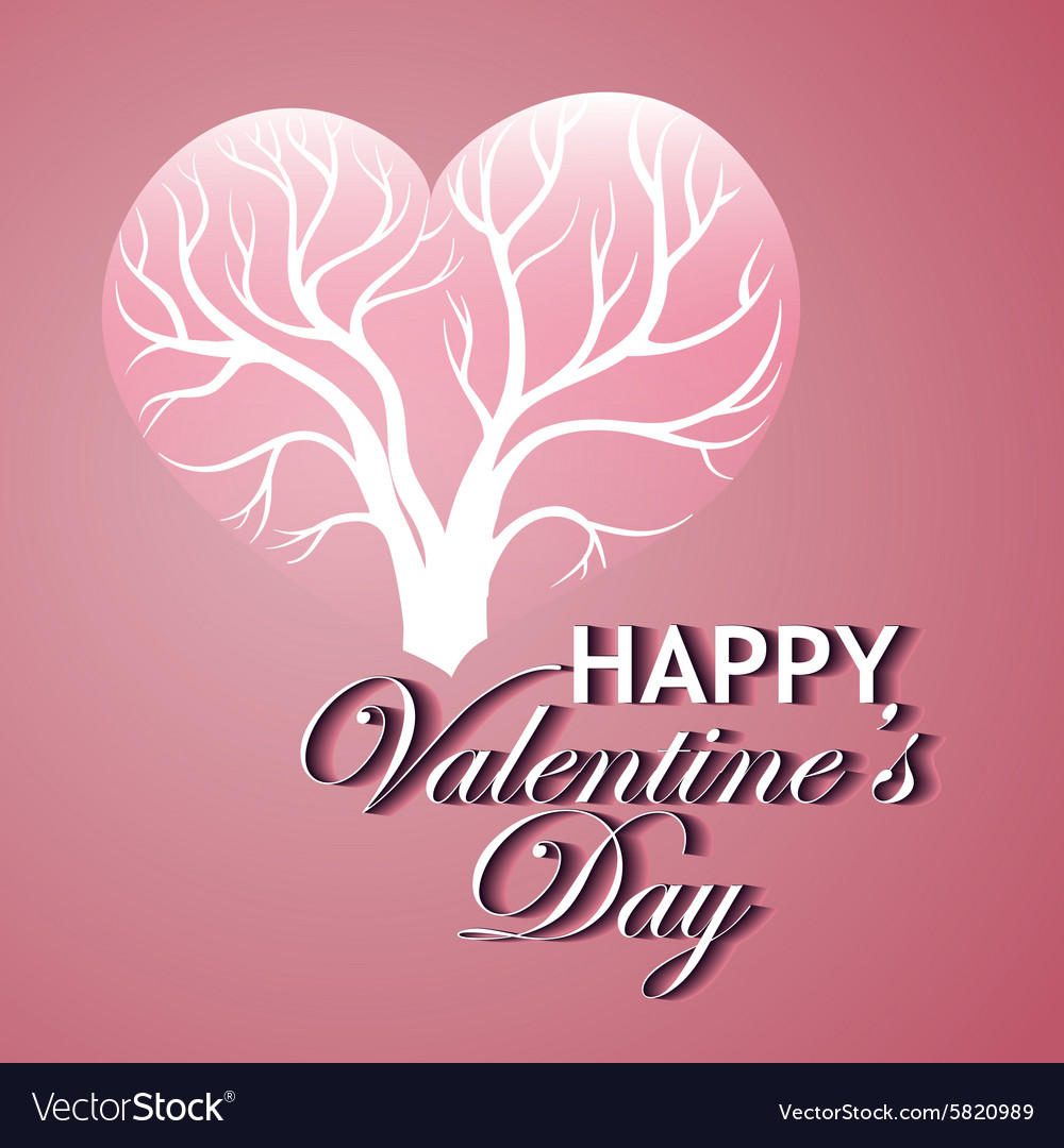 Happy valentines day card with tree of love Vector Image