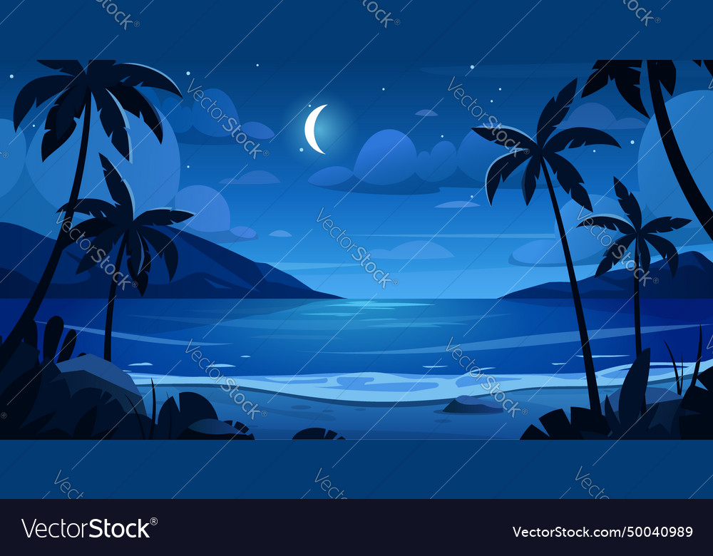 Night sea landscape Royalty Free Vector Image - VectorStock