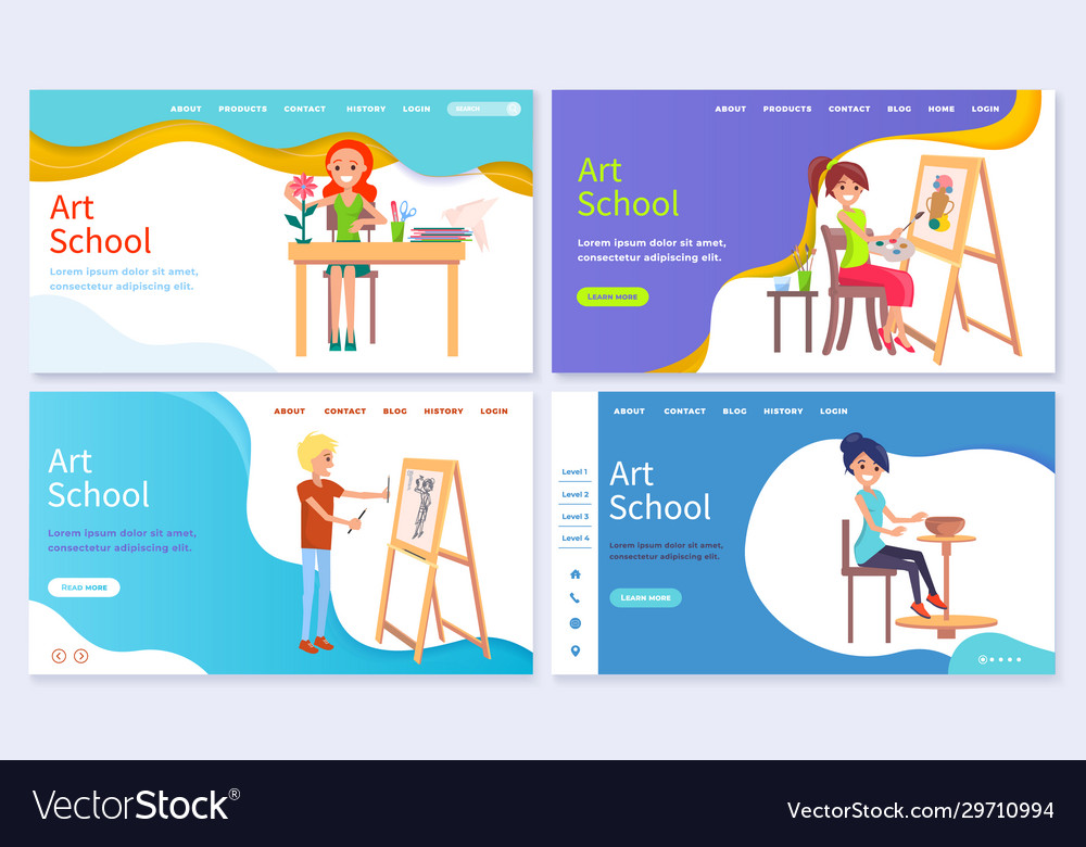 Art school classes pottery and painting lessons Vector Image