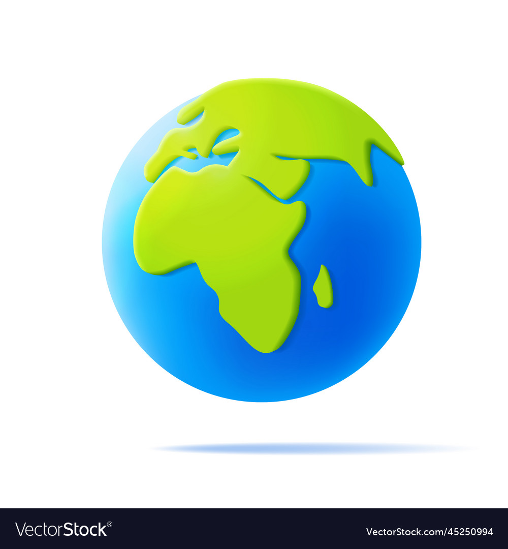 Cartoon planet earth 3d icon on white Royalty Free Vector