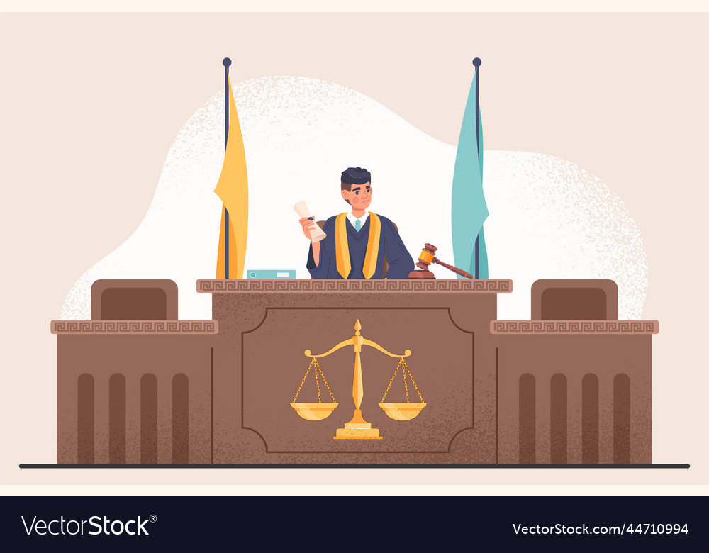 Judge in courtroom Royalty Free Vector Image - VectorStock