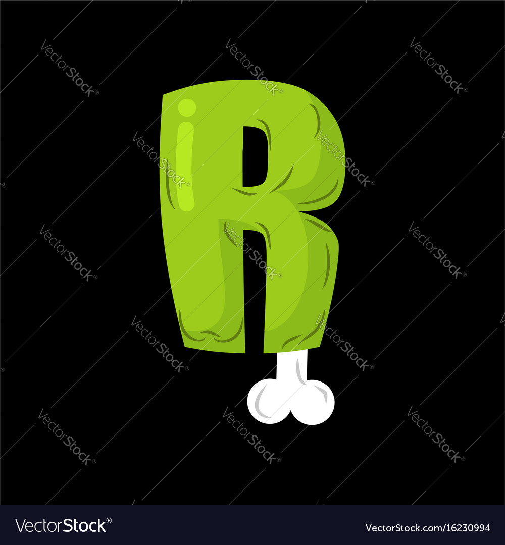 Letter r zombie font monster alphabet bones