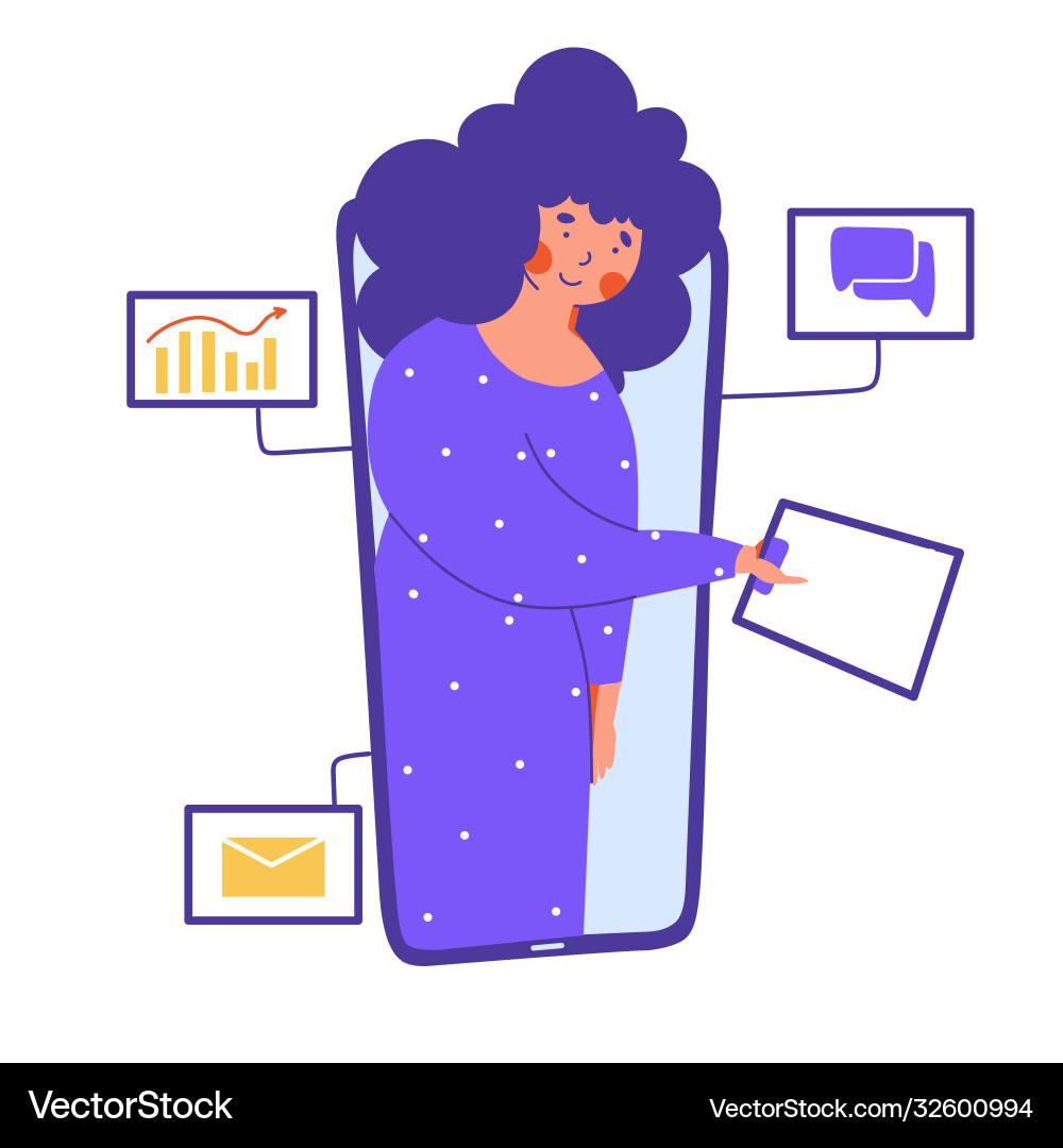 Remote Office Vector Remote office electronic document flat design Vector Image