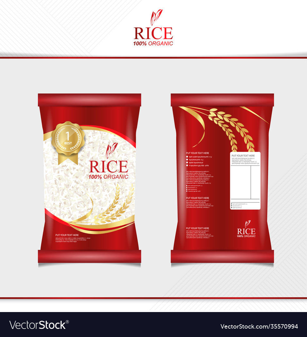 Rice food or thai food package banner and poster Vector Image