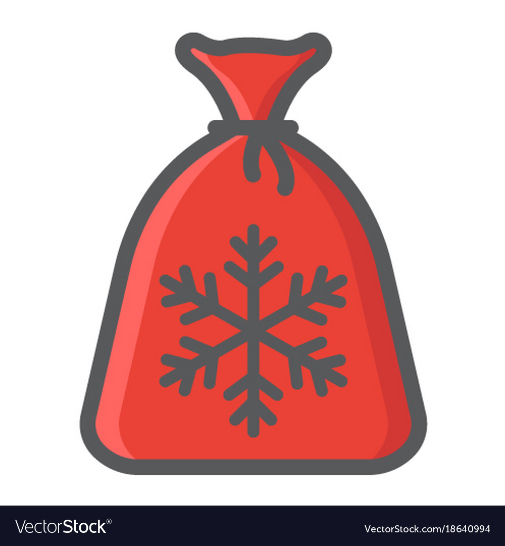 Santa bag filled outline icon new year christmas Vector Image