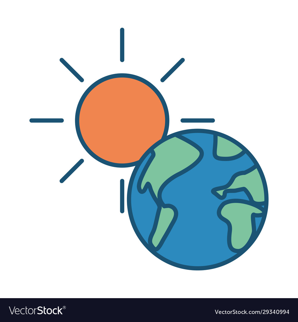 World planet earth with sun Royalty Free Vector Image