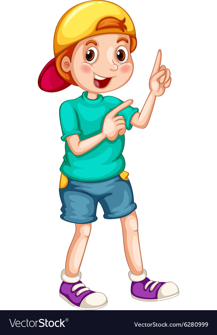 Boy With A Cap Pointing His Fingers Royalty Free Vector