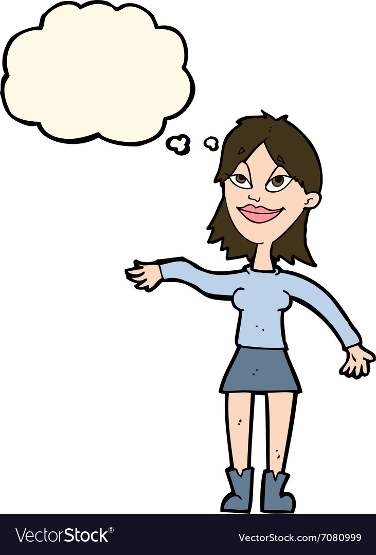 Cartoon Woman Making Hand Gesture With Thought Vector Image