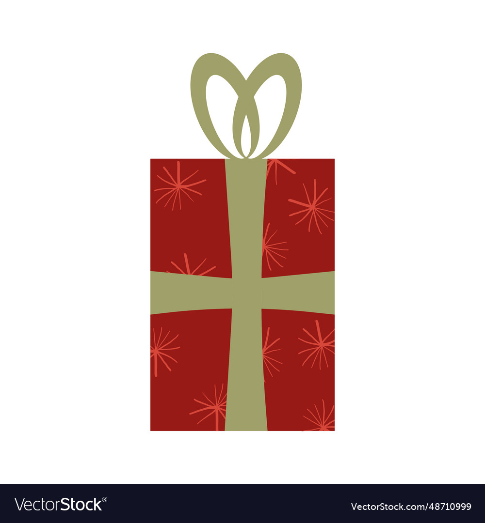 Christmas present in flat style red Royalty Free Vector