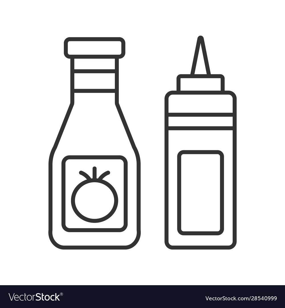 Ketchup and mustard linear icon Royalty Free Vector Image