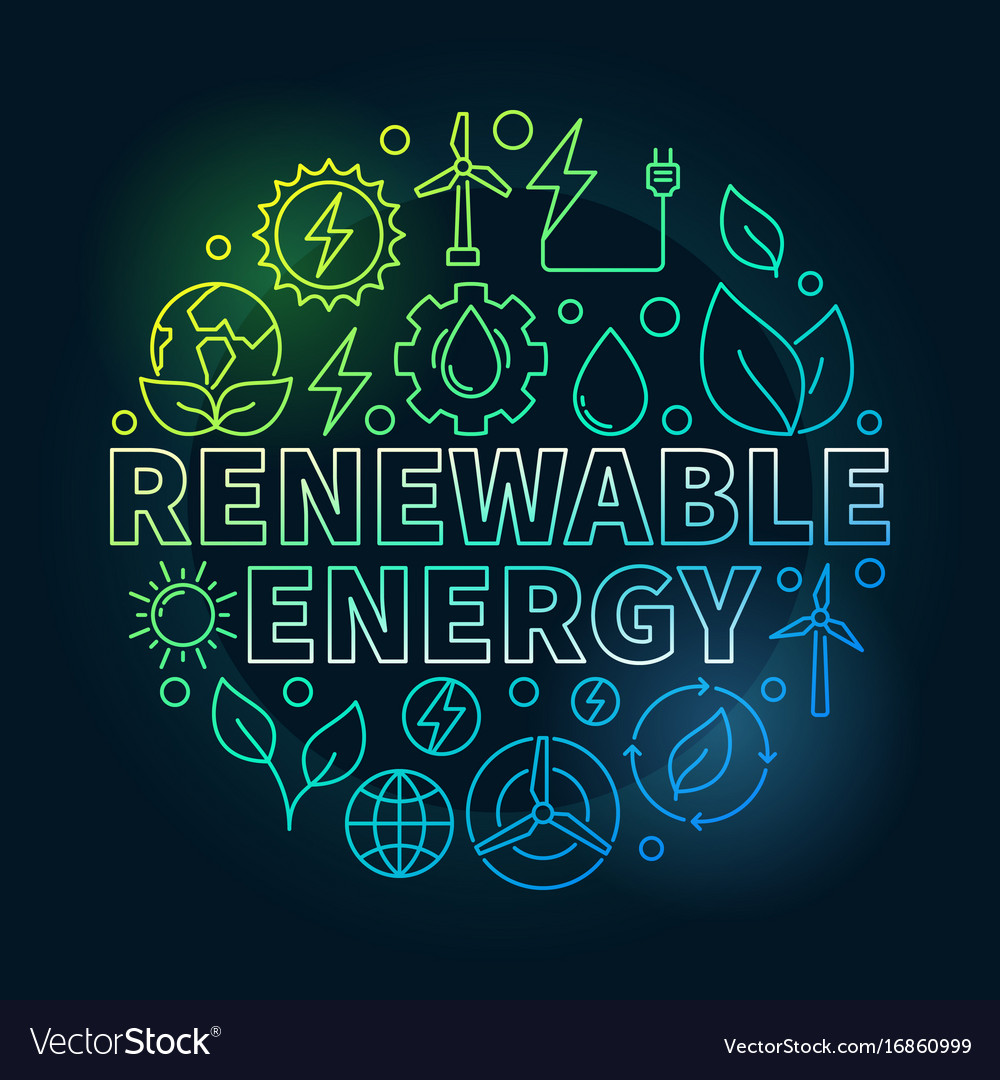 Renewable energy round colorful Royalty Free Vector Image