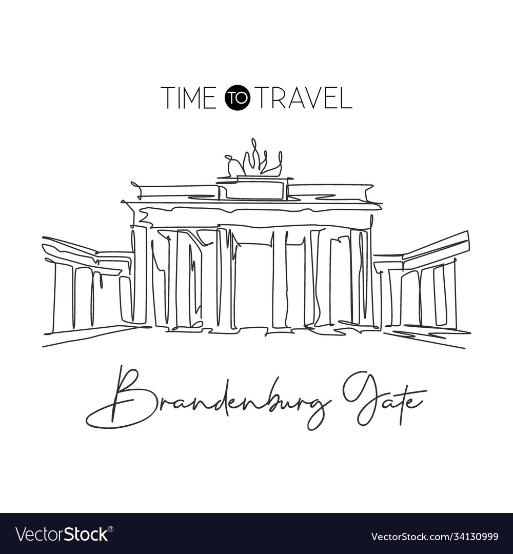 Single Continuous Line Drawing Brandenburg Gate Vector Image Single Continuous Line Drawing Brandenburg Gate Vector Image