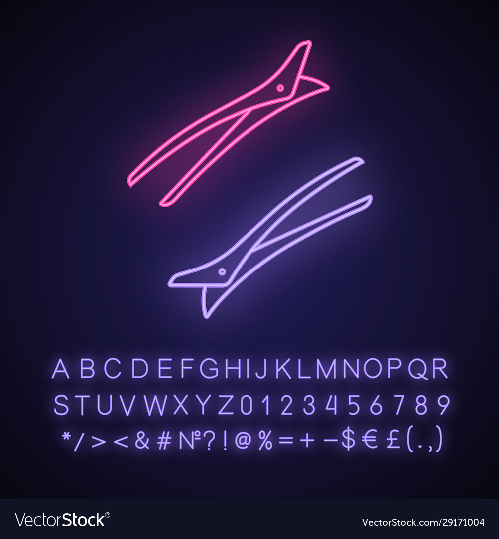 Hair Clips Neon Light Icon Hairpin Bobpins Vector Image
