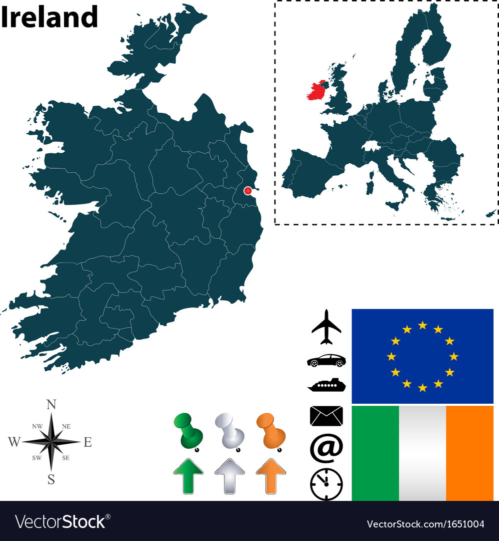 Ireland And European Union Map Royalty Free Vector Image