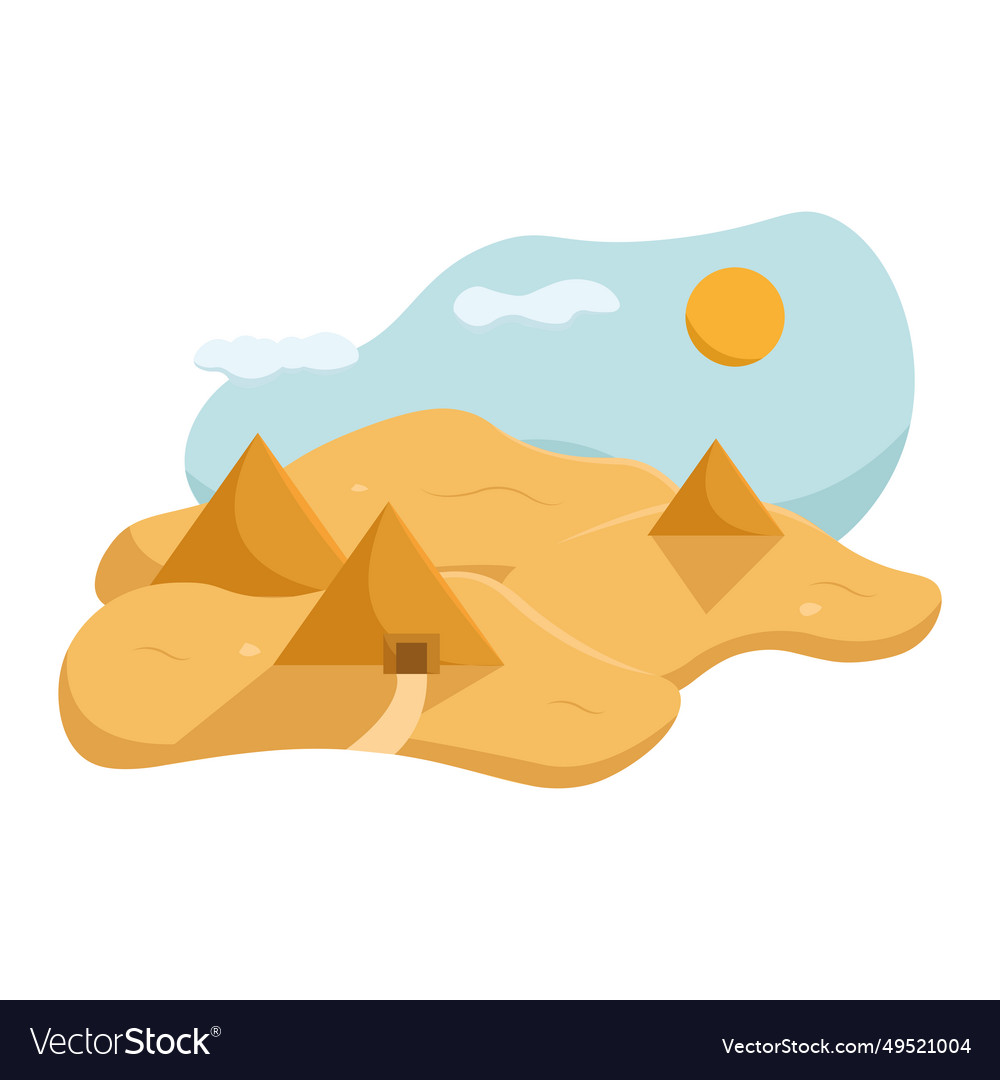 Isolated dessert landscape with pyramids Vector Image