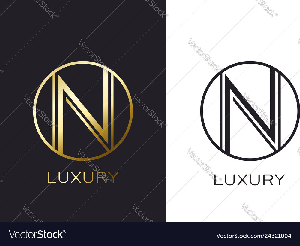 Logo n monogram gold letter seal mockup elegant Vector Image