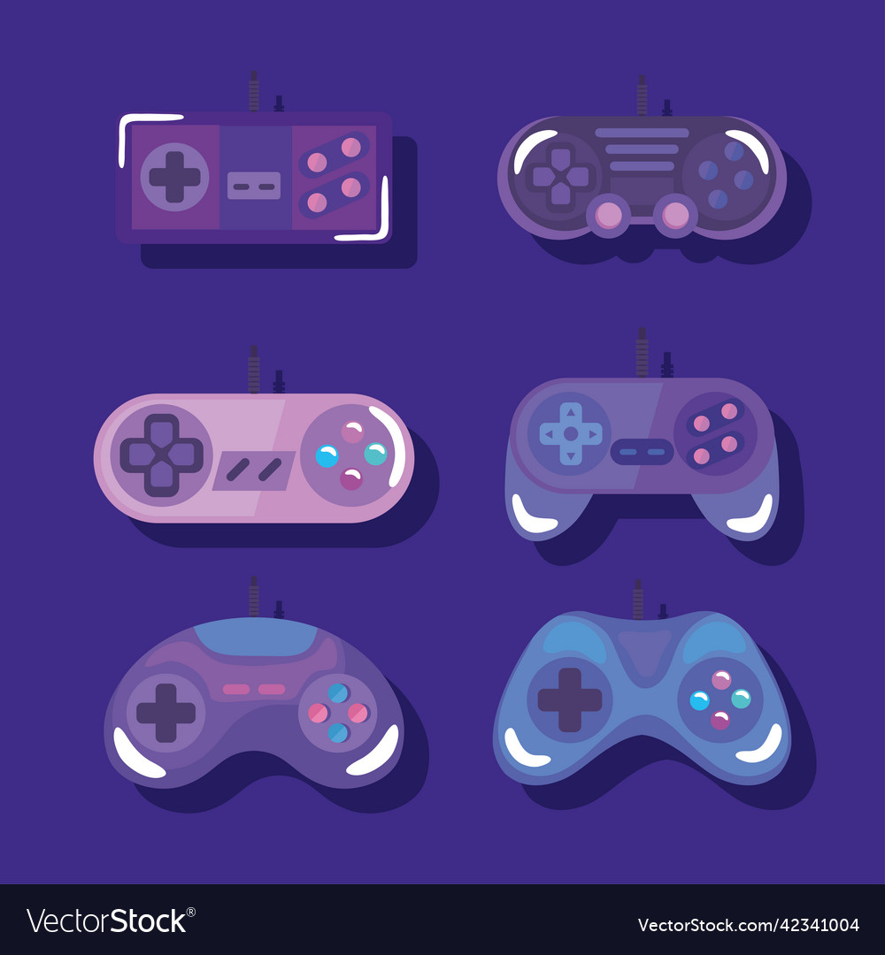 Six video game control Royalty Free Vector Image