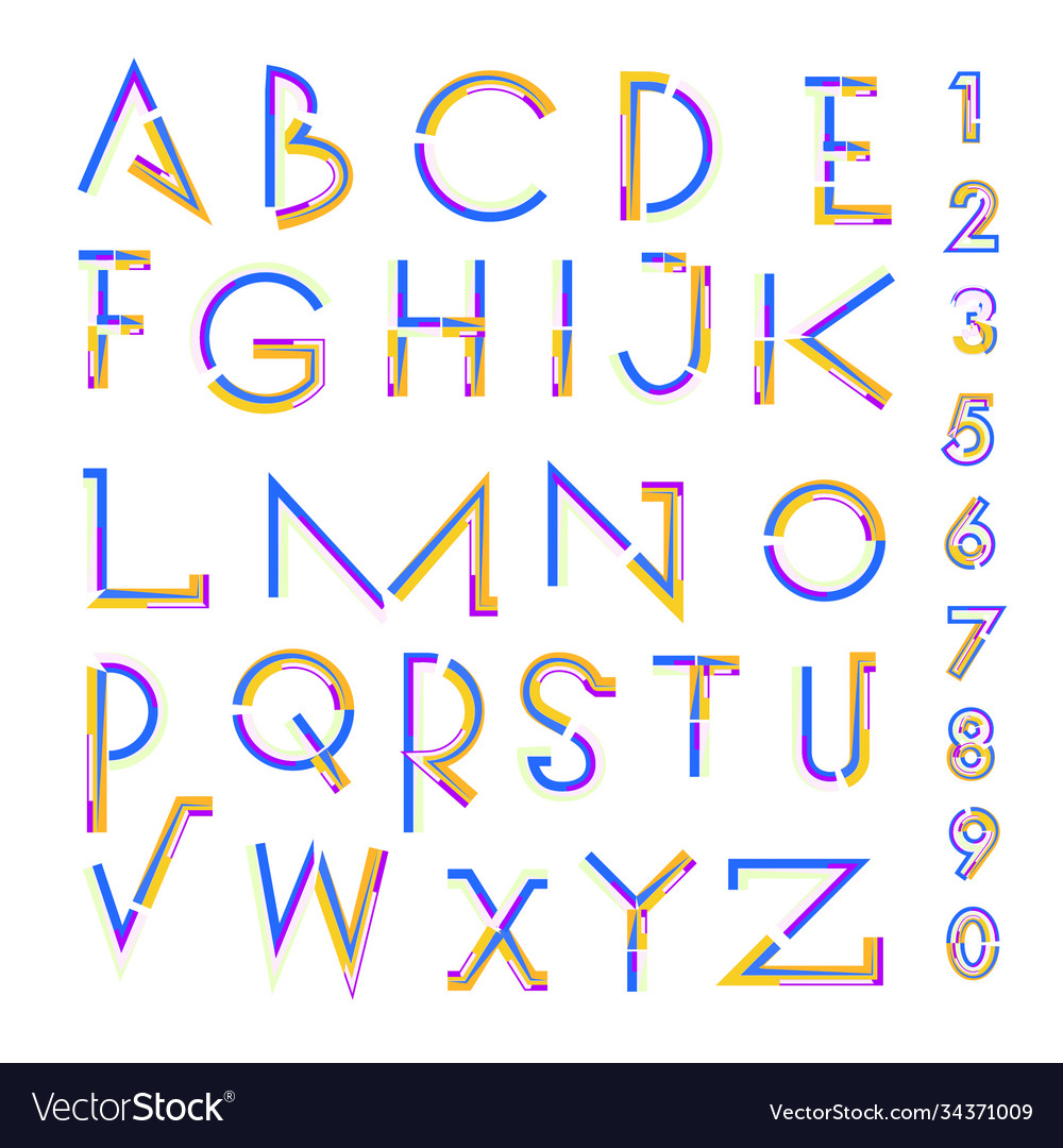 Abstract colorful font and alphabet Royalty Free Vector