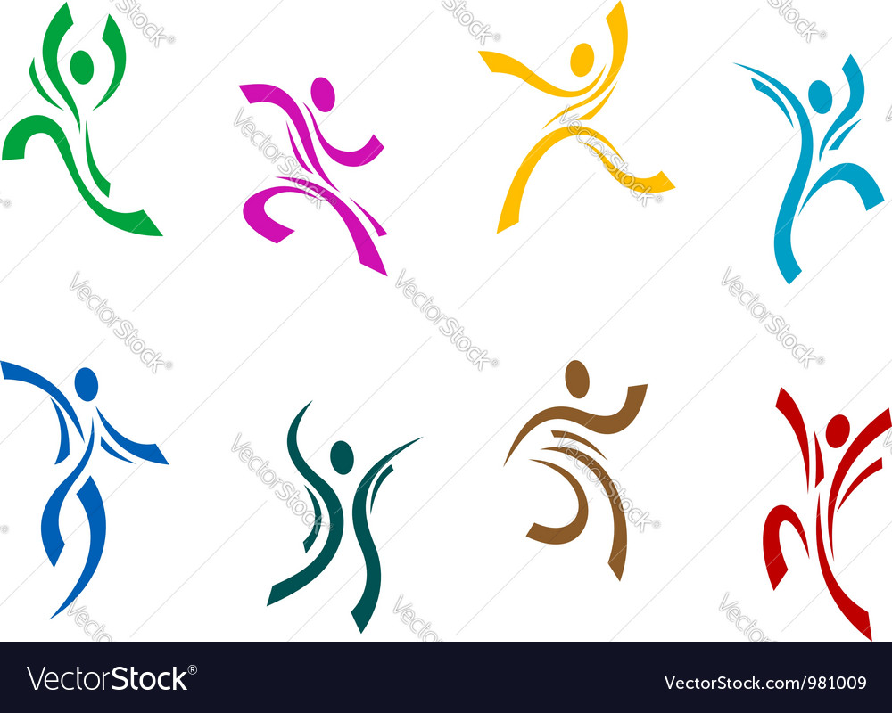 Dancing and jumping peoples Royalty Free Vector Image