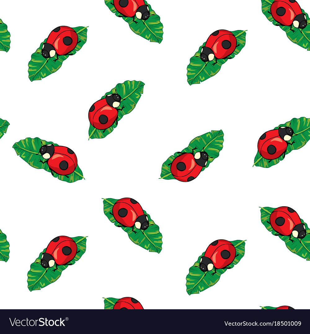 red ladybugs and lines cartoon seamless pattern vector image