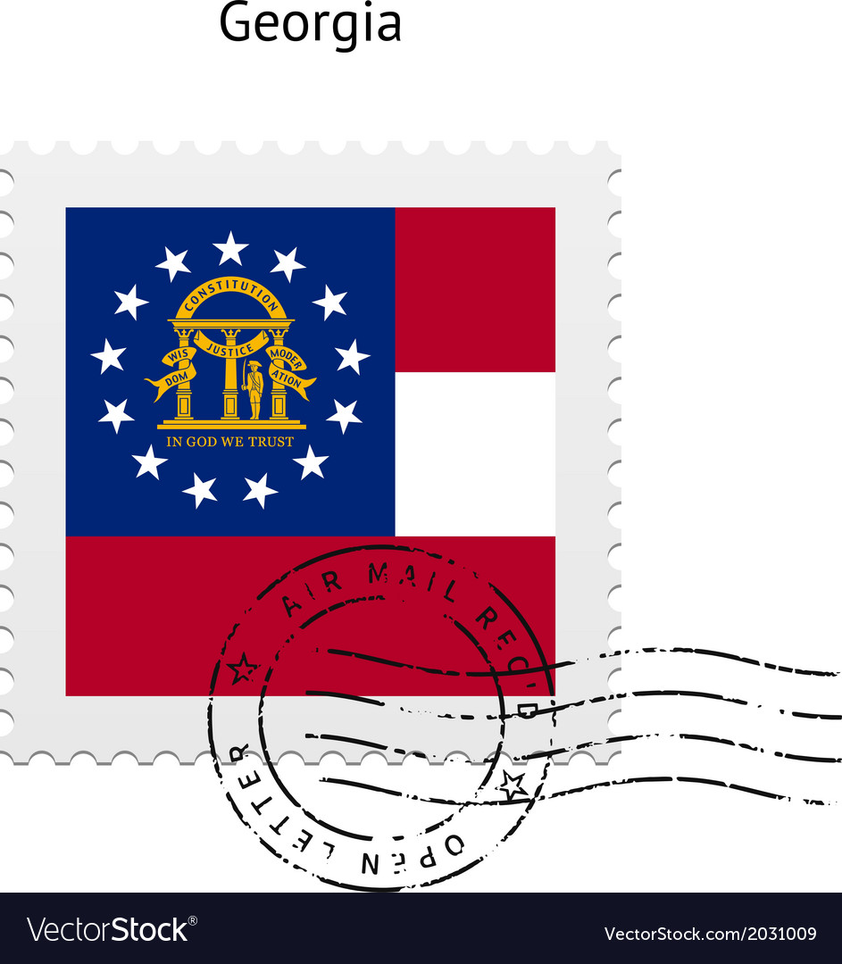 State of georgia flag postage stamp