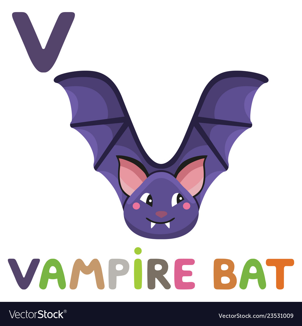 V is for vampire bat letter v vampire bat cute Vector Image