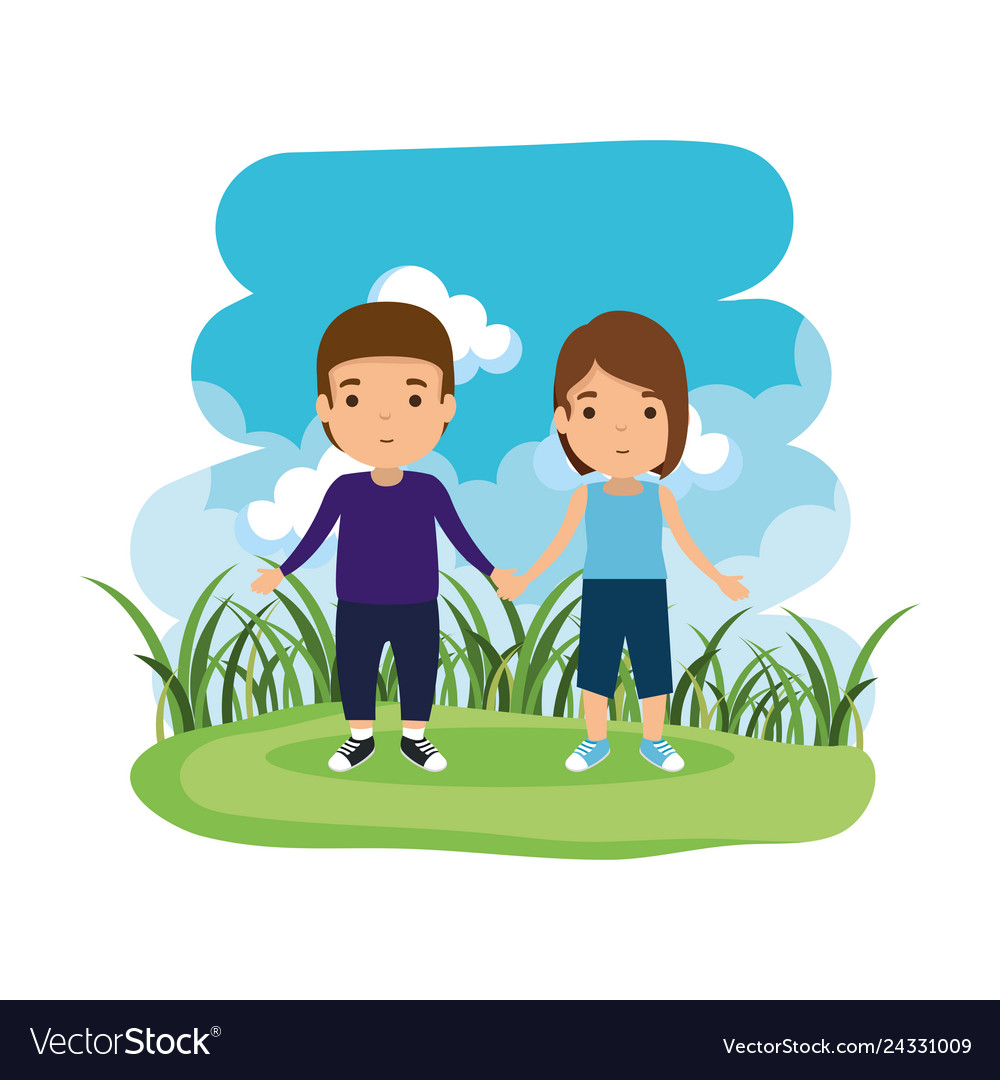 Young couple in the camp avatars characters Vector Image