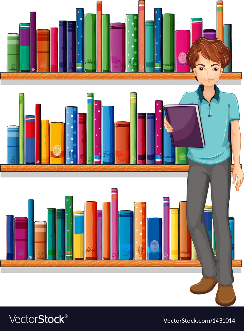 A man in the library Royalty Free Vector Image