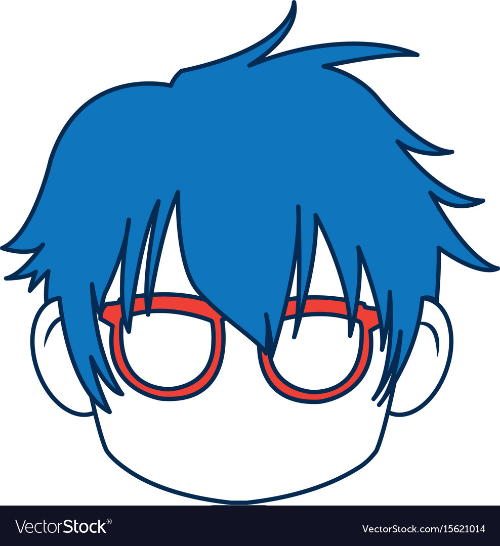 Anime boy with glasses template Royalty Free Vector Image