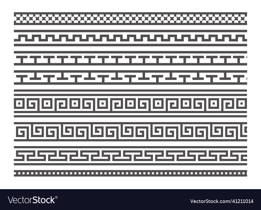 Greek style seamless frames geometric border set Vector Image