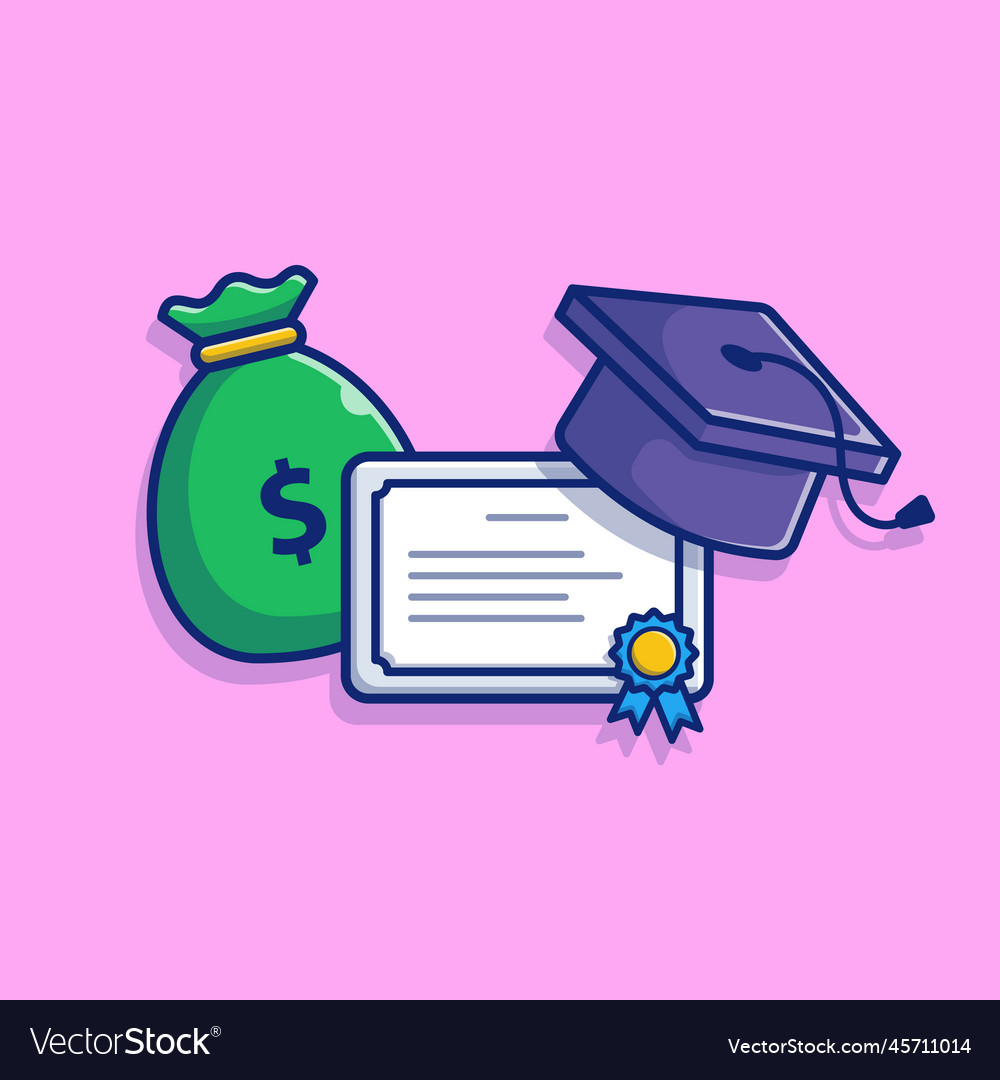 Scholarship Money Bag Graduation Cap Cartoon Vector Image | The Best ...