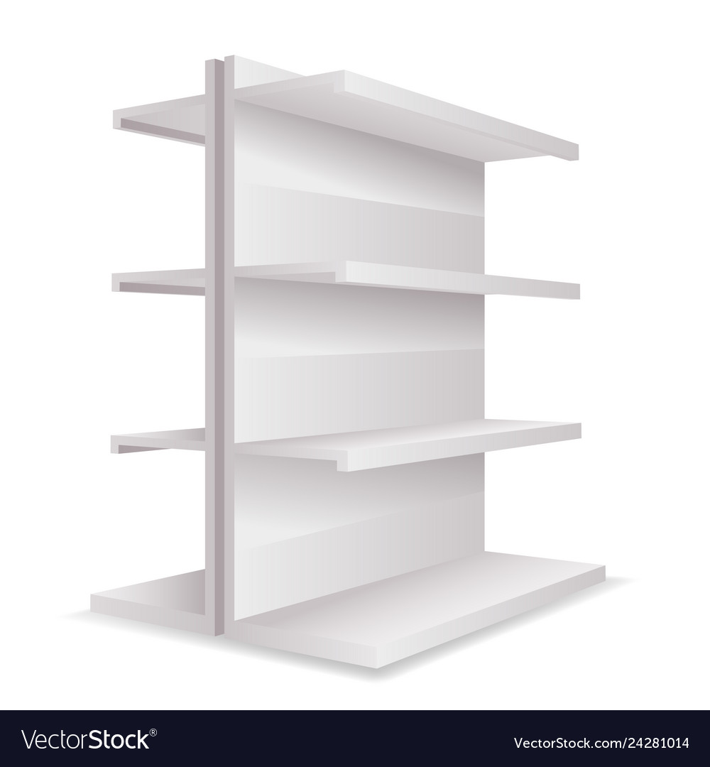 White empty store 3d trade shelves space realistic