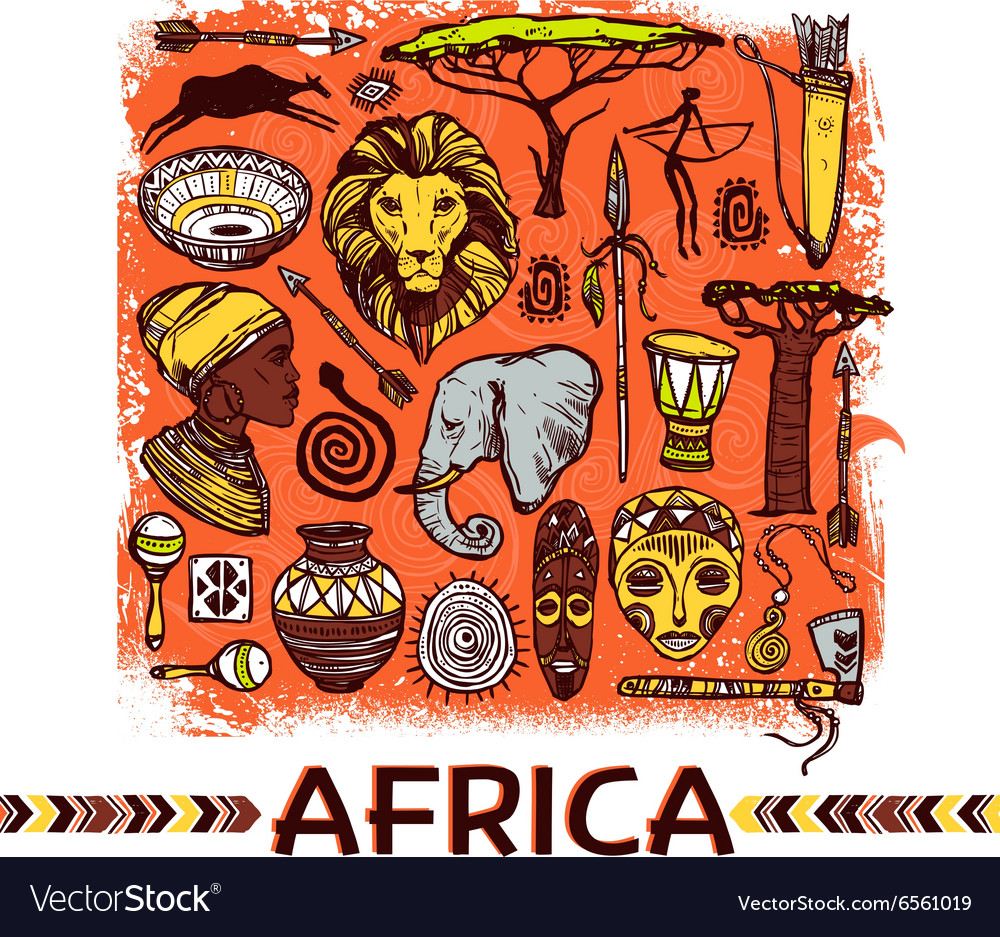 Africa sketch Royalty Free Vector Image - VectorStock