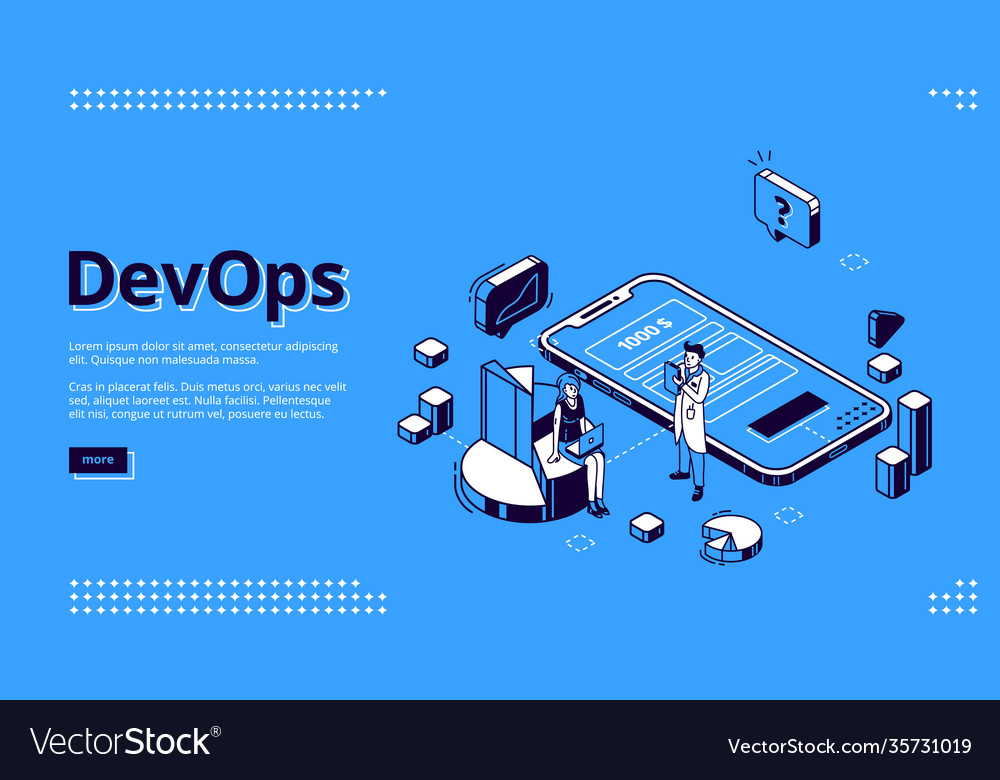 Devops development operations landing page Vector Image