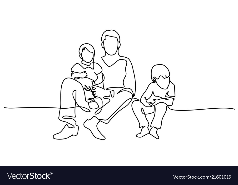 Family concept father and kids sitting together Vector Image