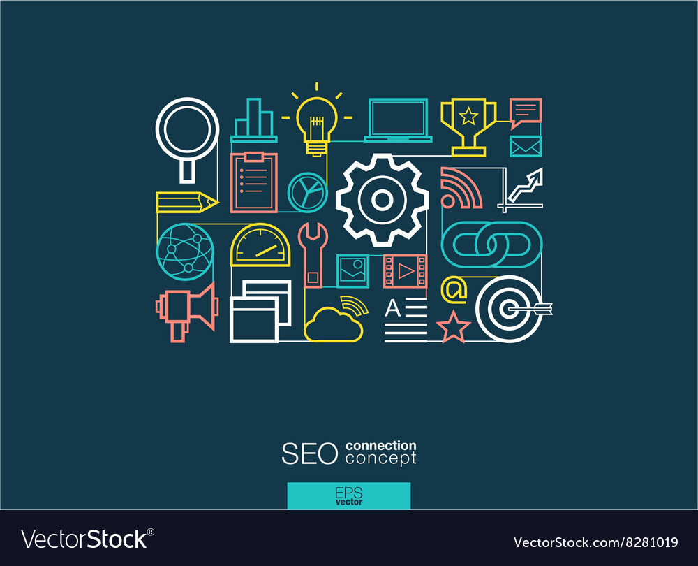 Seo integrated thin line symbols modern linear