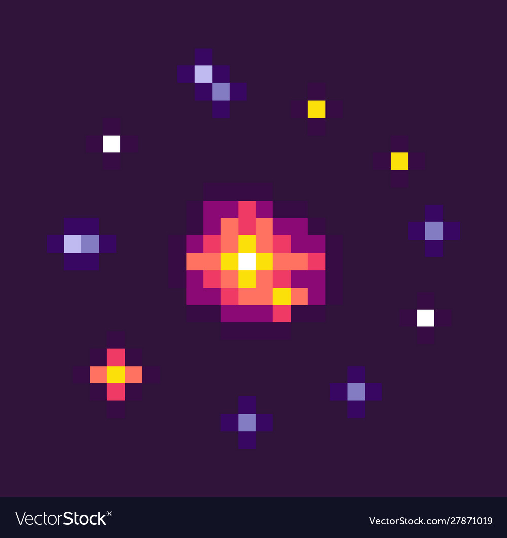 Starry Sky Space Pixel Game Celestial Body Set Vector Image